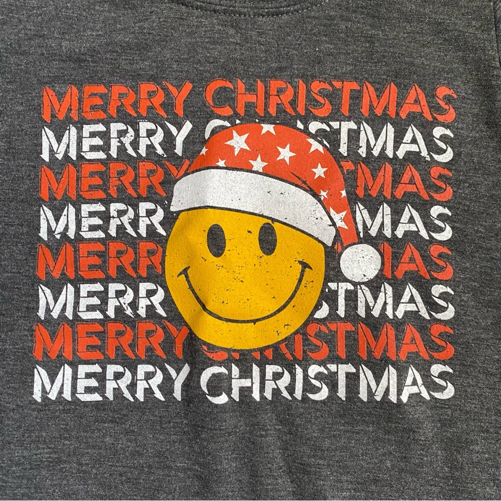 Kids Gray Merry Christmas Smiley Sweatshirt - Picture 3 of 4